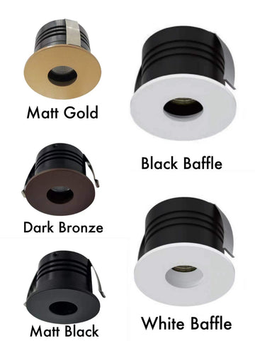 5W Mini Matt Black Baffled Downlight, Dark Bronze Downlight, Matt Gold Downlight