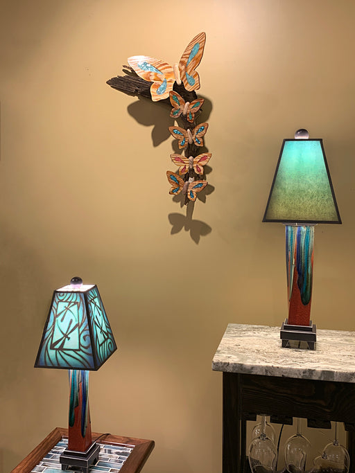 Mesquite & Turquoise Lamp with Punch Shade (SL-1 GW)