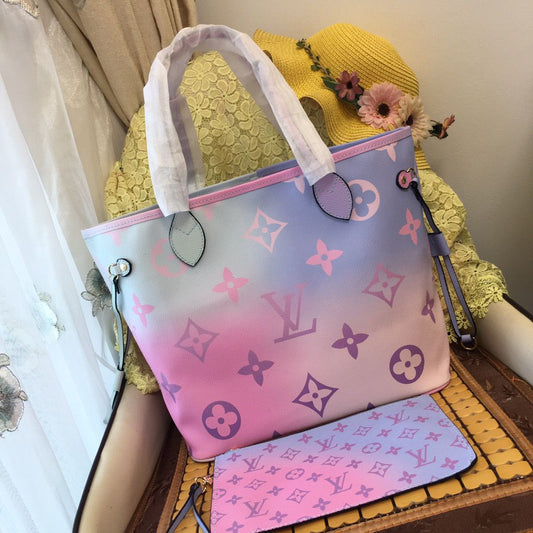 LOUIS VUITTON SPRING IN CITY SUNRISE PASTEL NEVERFULL MM TOTE BAG