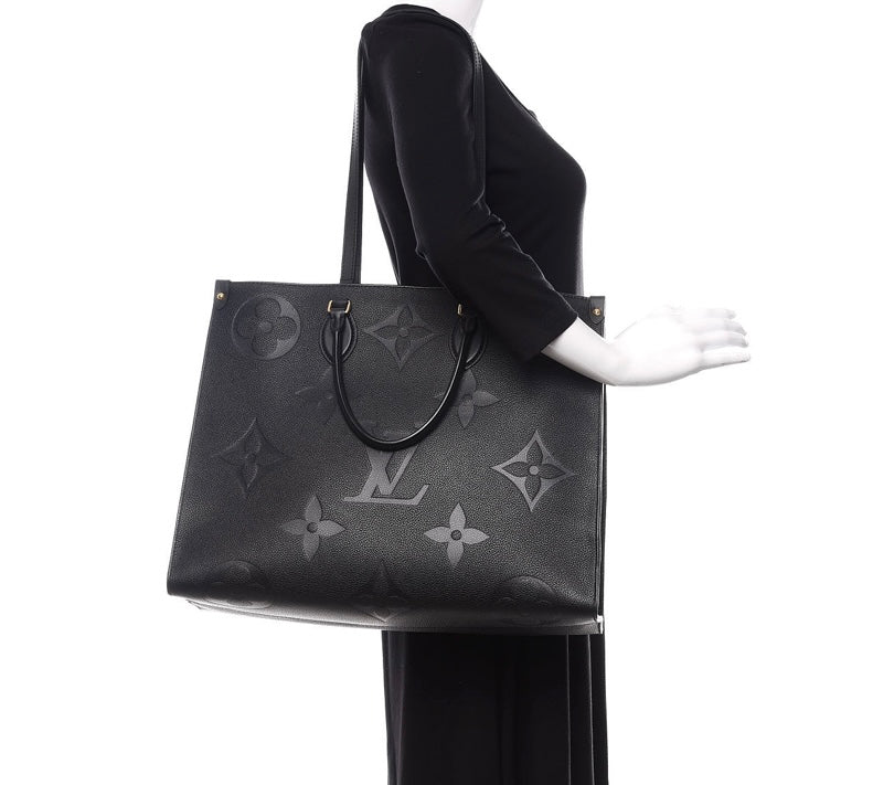 Túi Tote đeo chéo Louis Vuitton LV Onthego MM Arizona Beige Monogram  Empreinte Bicolor Leather