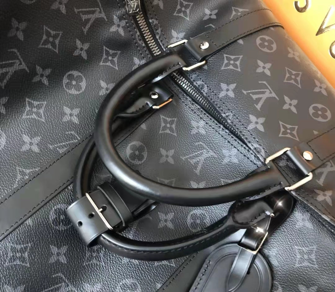 Louis Vuitton Keepall Bandouliere 50 Metallic Silver Monogram Weekend Travel  Bag