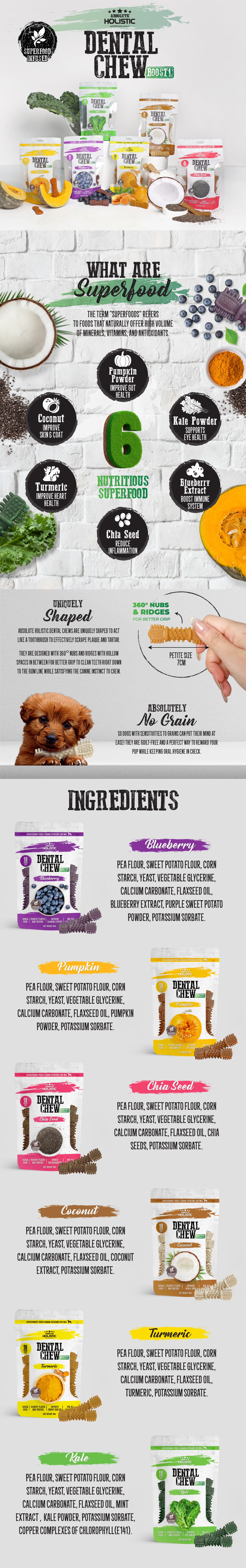 Absolute Holistic Value Pack BOOST Dental Chews for Dogs - Chia Seed (160g)