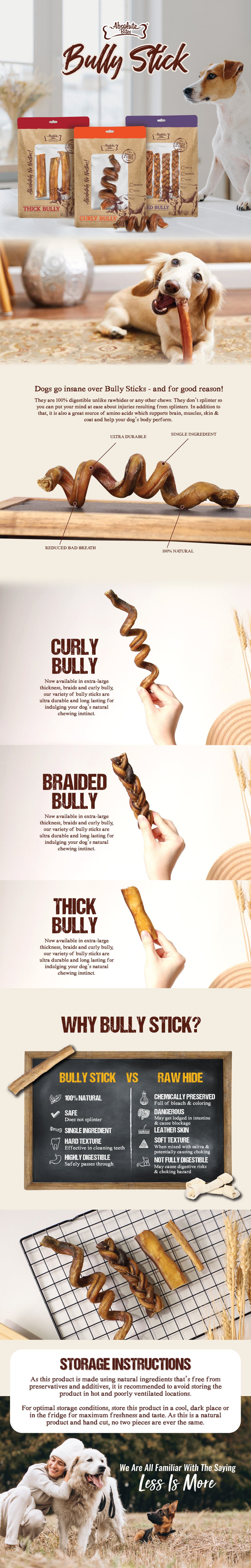 Absolute Bites Single Ingredient Dog Chew - Braided Bully Stick Maxi (1pcs) | Dental Care