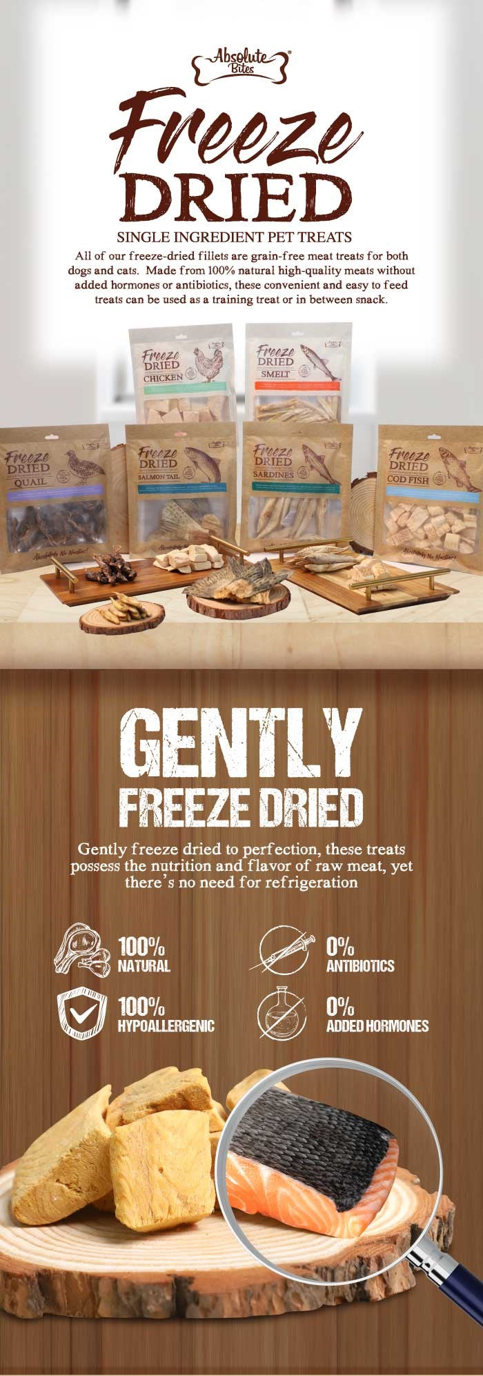 Absolute Bites Single Ingredient Freeze Dried Cat Treats - Smelt (40g)