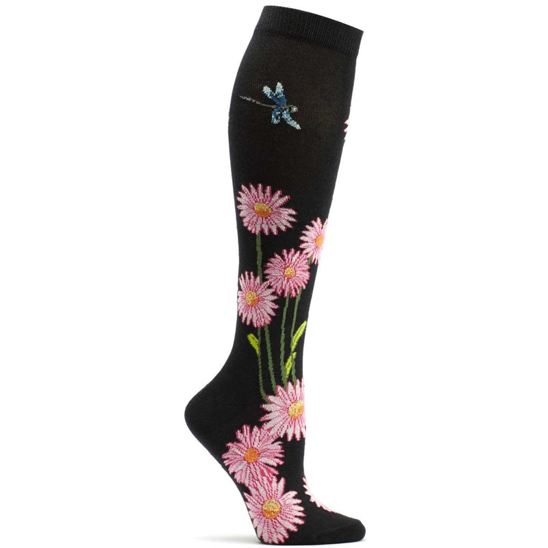 Ozone Design Dragonflies and Daisies Knee High Sock | Shop Floral Socks
