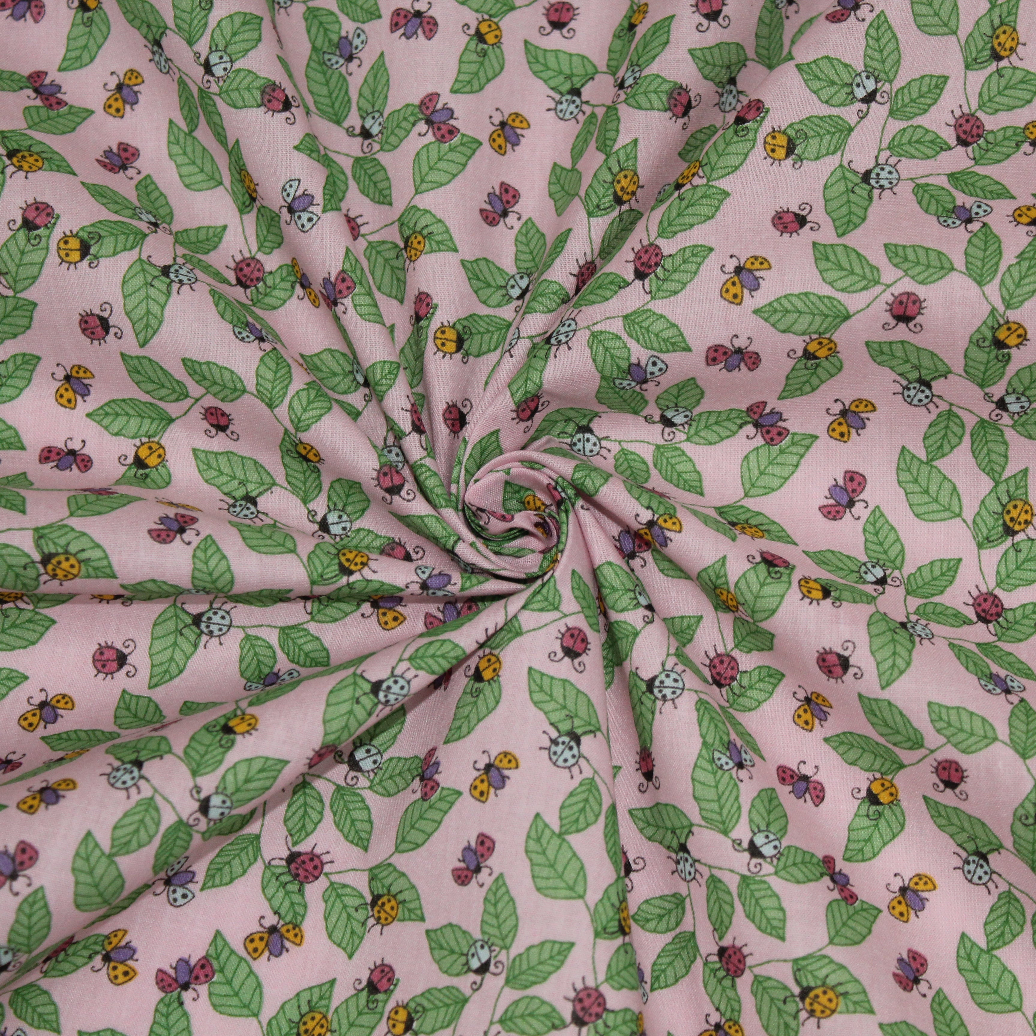 Premium Quality Poly-Cotton "Ladybird" 44" wide Pink