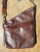 Load image into Gallery viewer, Car, Jacket, Couch Leather Upcycled Brown Bag
