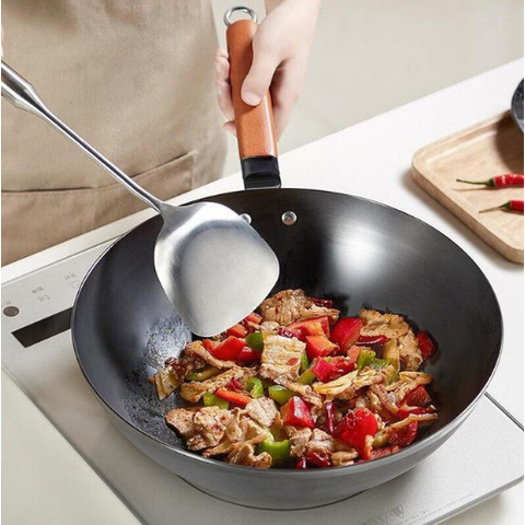 Wok En Fer De 32 Cm - Poêle Antiadhésive, Wok Antiadhésif Avec Panier  Vapeur, Poêle Wok Electrique Avec Couvercle