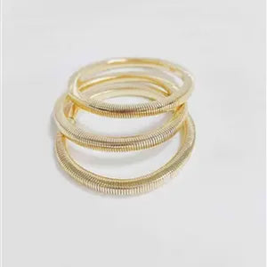 Gold Set of 3 Wired Stretch Bracelets - 2 Colors - Blush & Cactus