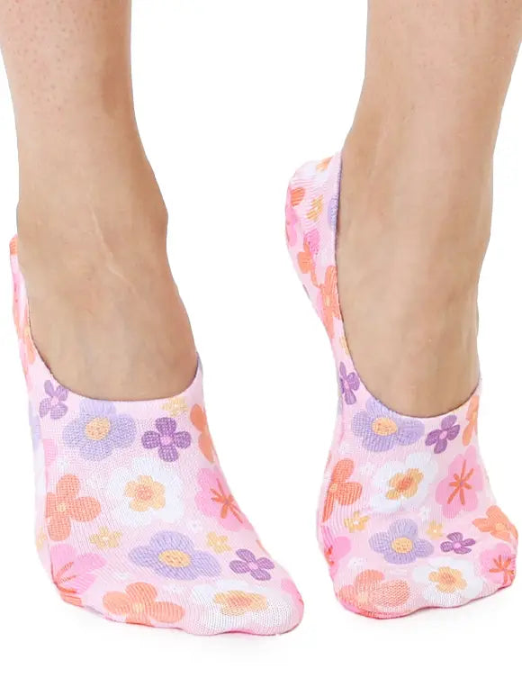 No-Show Liner Socks - Delicate Flowers - Pink