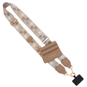 Clip & Go Strap with Pouch - Paw Tracks - Blush & Cactus