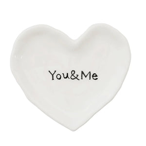You and Me Ceramic Heart Dish - Blush & Cactus