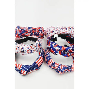 USA Flag American Patriotic Twisted Headband - Blush & Cactus