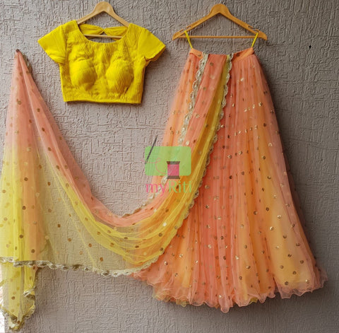 Shades of yellow organza lehenga – Cedar & Pine