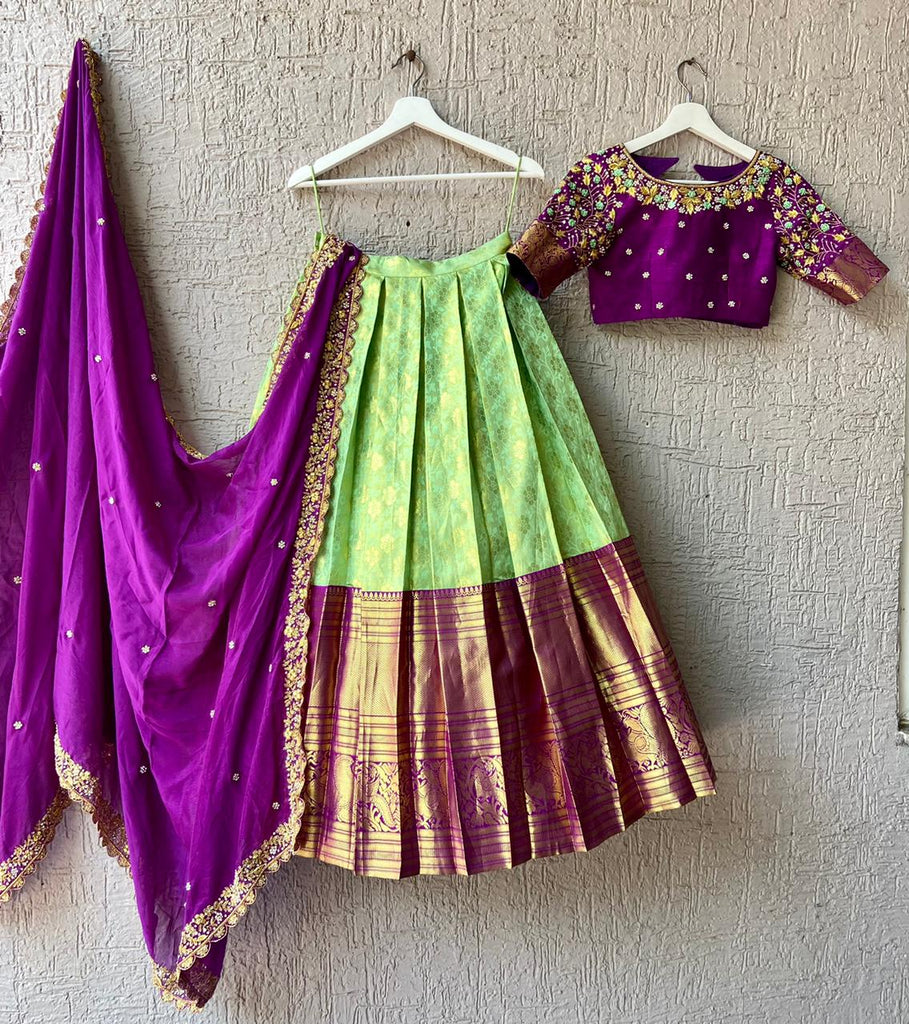 Pure Silk Lehenga with heavy maggam work – myRiti