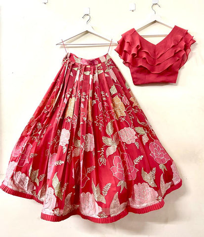 Indian Floral Crop Top With Maxi Skirt Set For Women | Lehenga Choli | Red  lehenga choli, Trendy outfits indian, Vintage dresses