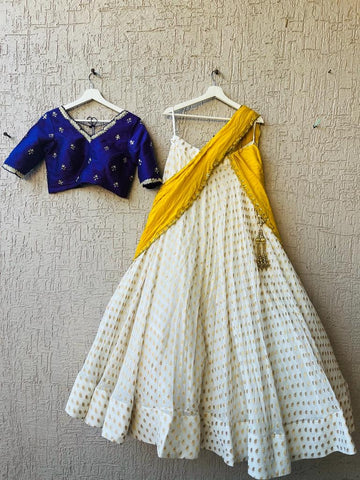 Yellow & White Organza Lehenga Set Design by Samant Chauhan at Pernia's Pop  Up Shop 2024