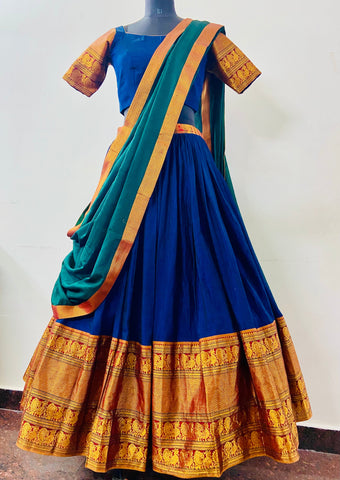 Silk Turquoise Blue Embroidered Lehenga Skirt – Heritage India Fashions