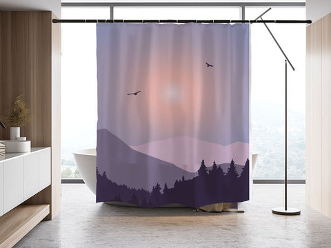 Purple Mountain and Forest Shower Curtain