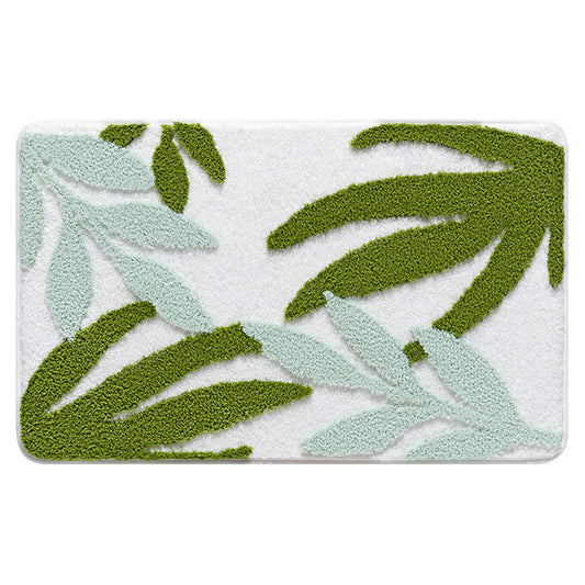 Feblilac Grey Leaves and Flower Hello Bath Mat, Floral Bathroom Rugs Mat,  Non Slip Leaf Tufted Yarn Bath Mat, Ultra Soft Floor Bath Rug, Cute Small  Door Mat for Indoor Entryway Shower