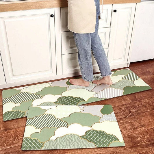 Yellow and Green Cloud Pattern Entrance Door Mat, Cute Art Doormat, PVC  Plastic Door Mats Rug for Home, House Warming Gift, Area Carpet for Doorway  – Feblilac Store