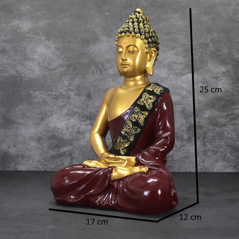 Buddha in Deep Meditation : Golden & Maroon