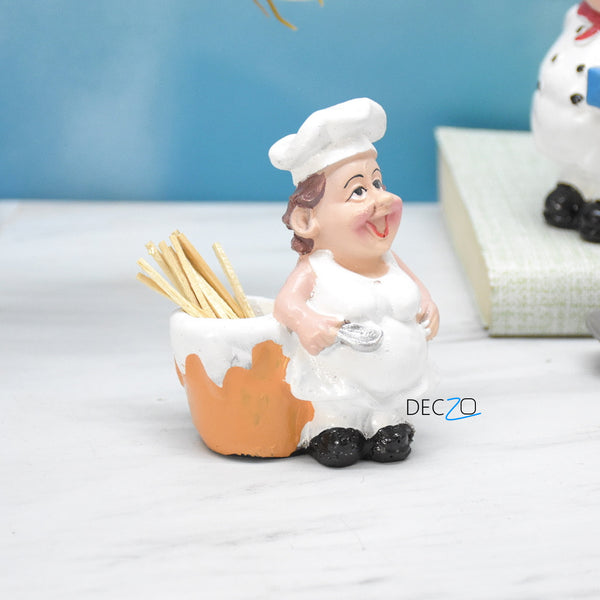 Creative Tissue Holder Resin Double-Layer Chef Figurines Paper