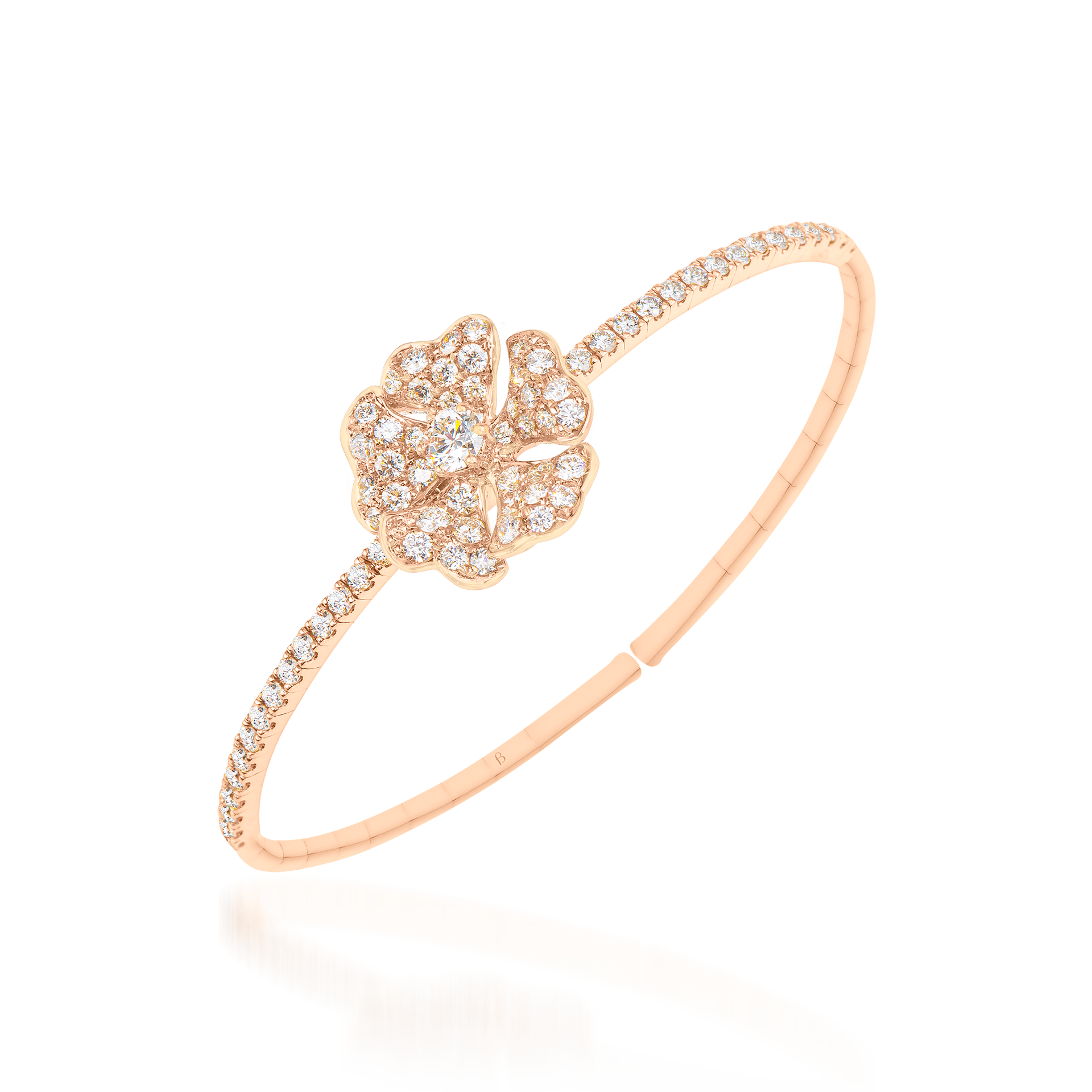 Bloom Diamond Solo Flower Bangle In 18K Rose Gold