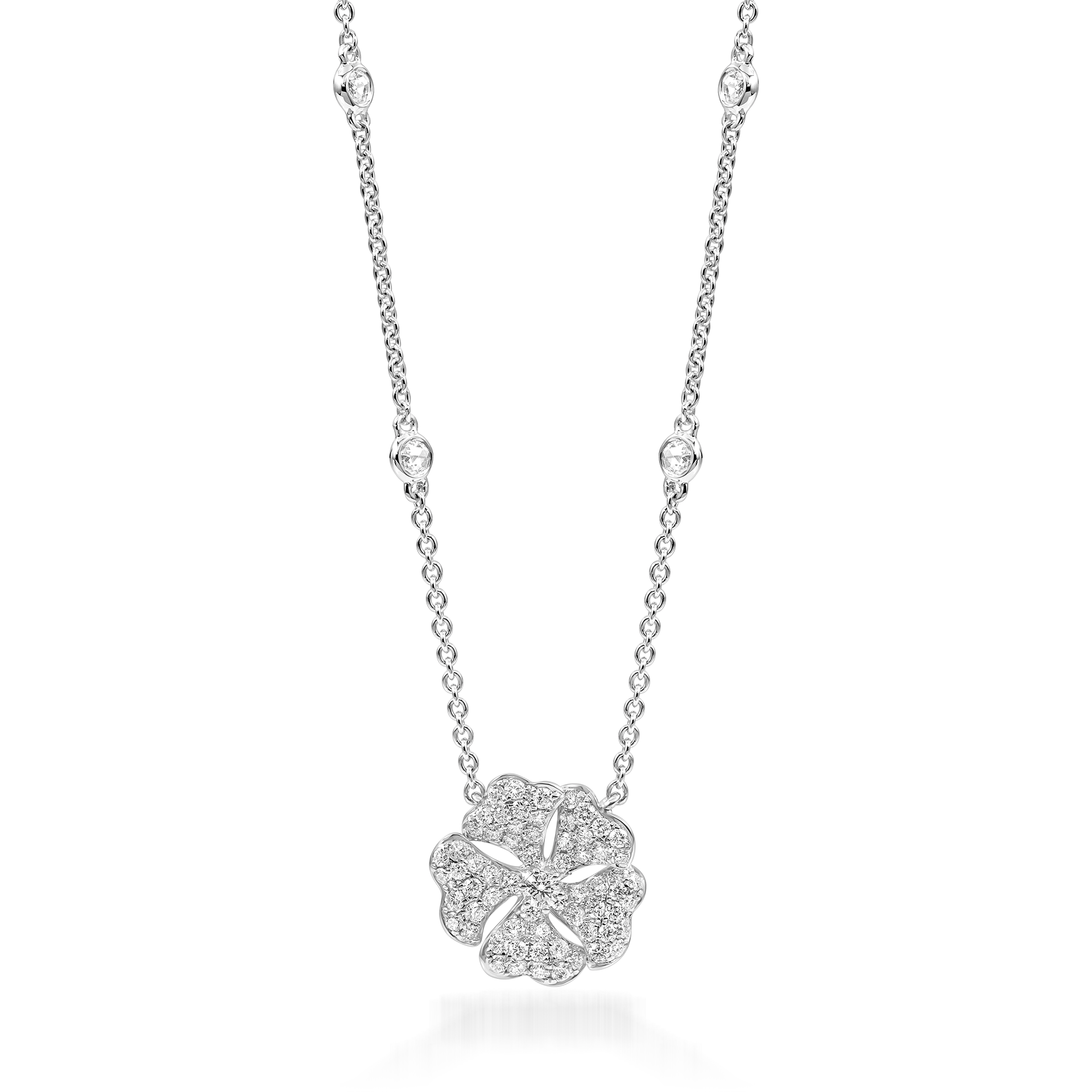 Bloom Diamond Solo Flower Necklace In 18K White Gold