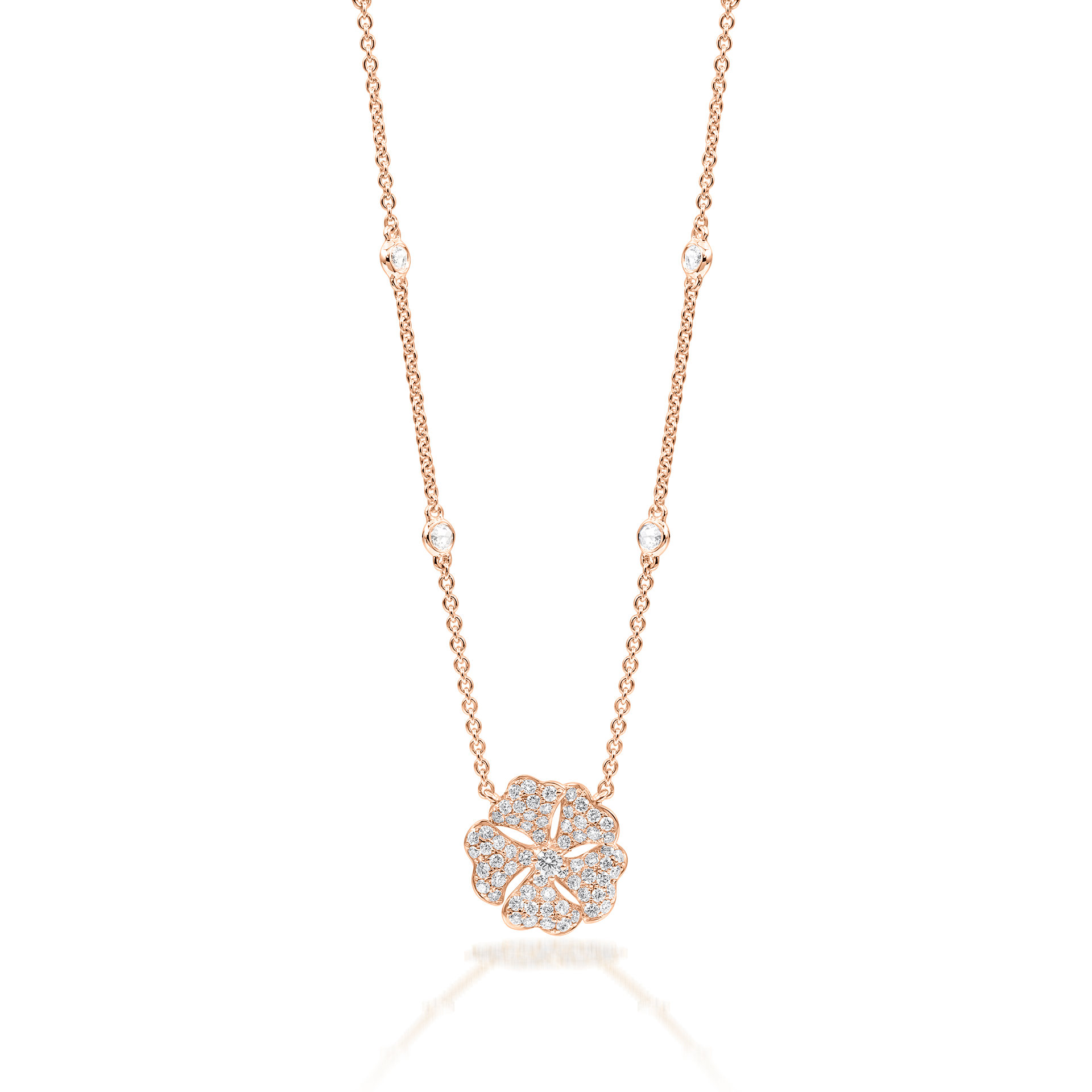 Bloom Diamond Solo Flower Necklace In 18K Rose Gold