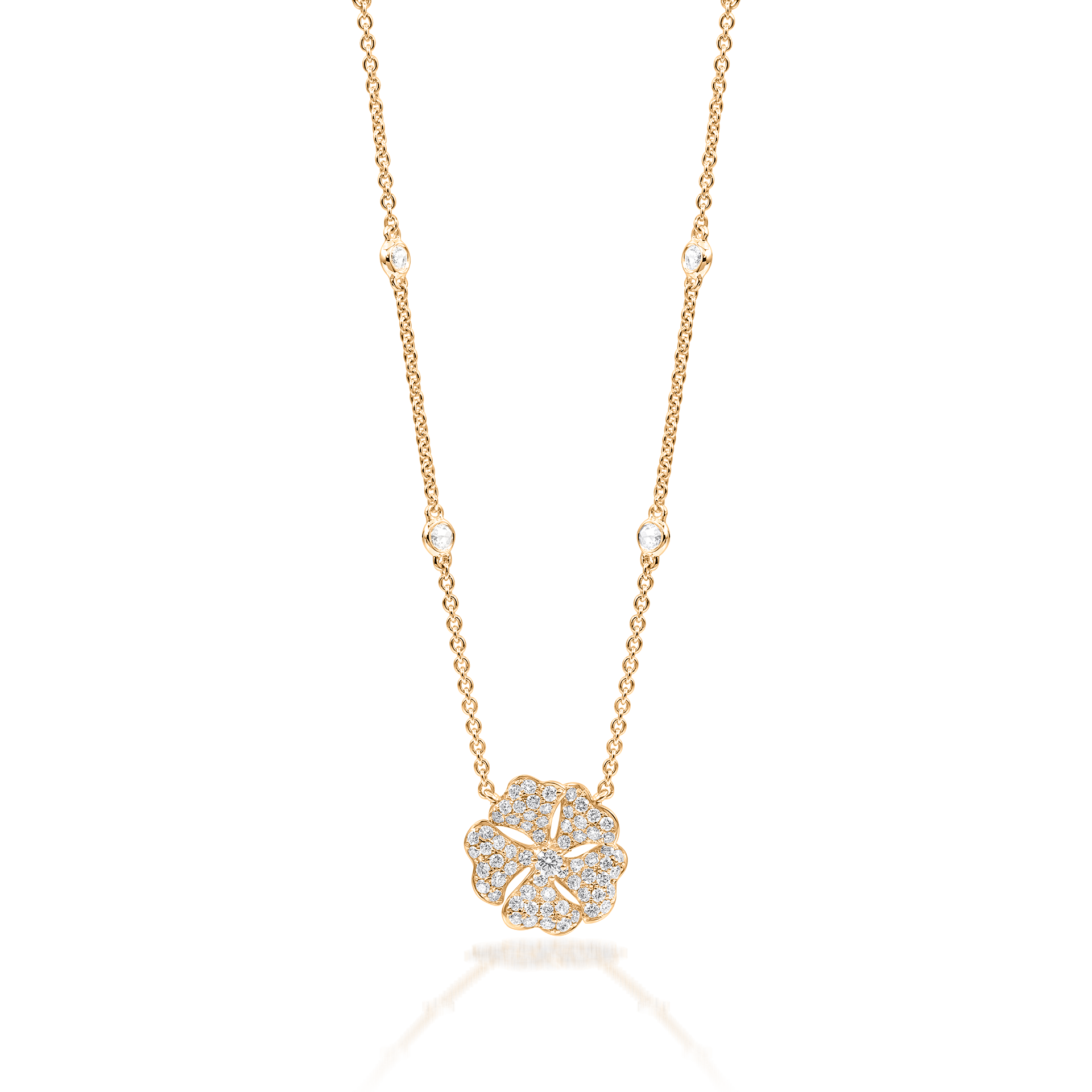 Bloom Diamond Solo Flower Necklace In 18K Yellow Gold