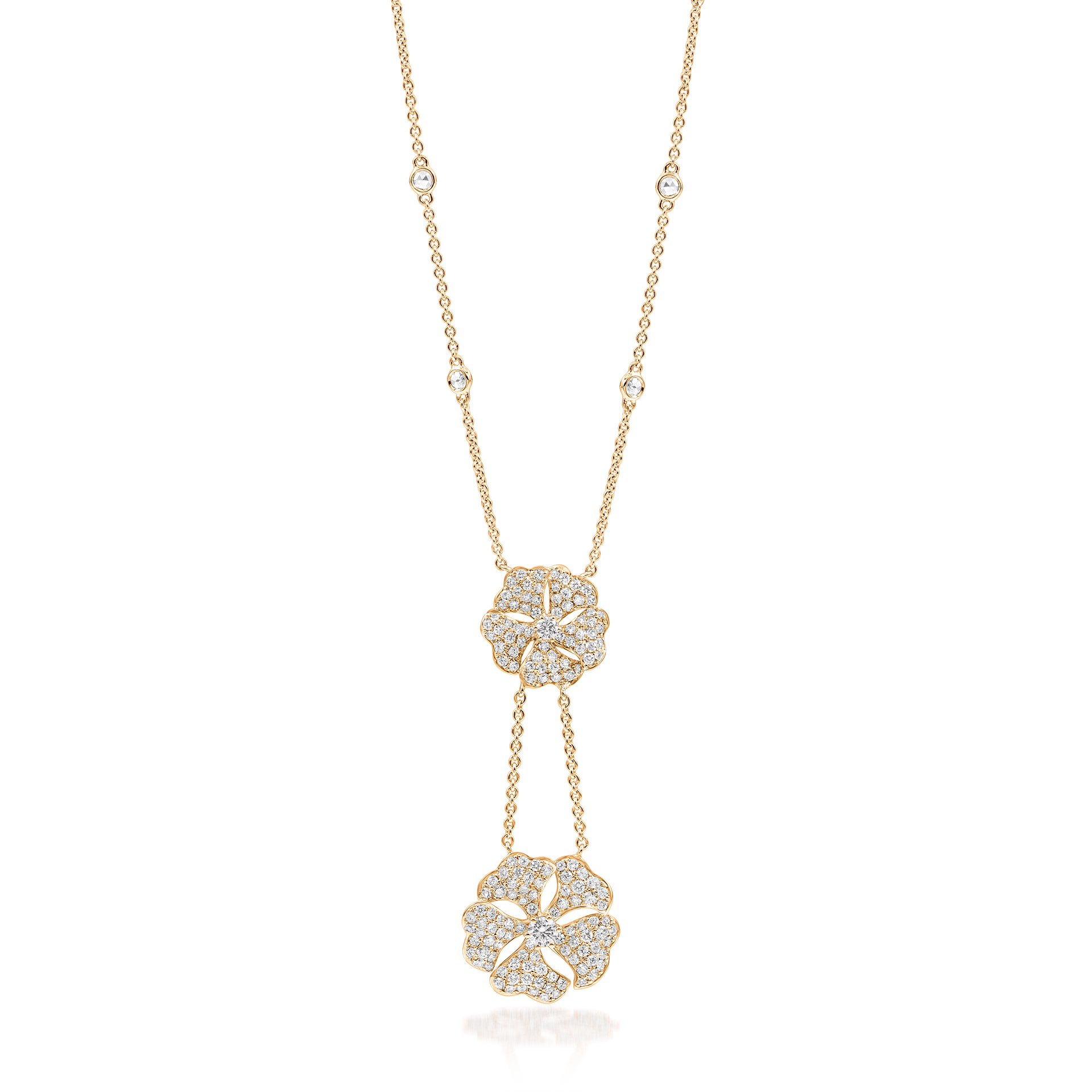 Bloom Diamond Drop Flower Necklace In 18K Yellow Gold