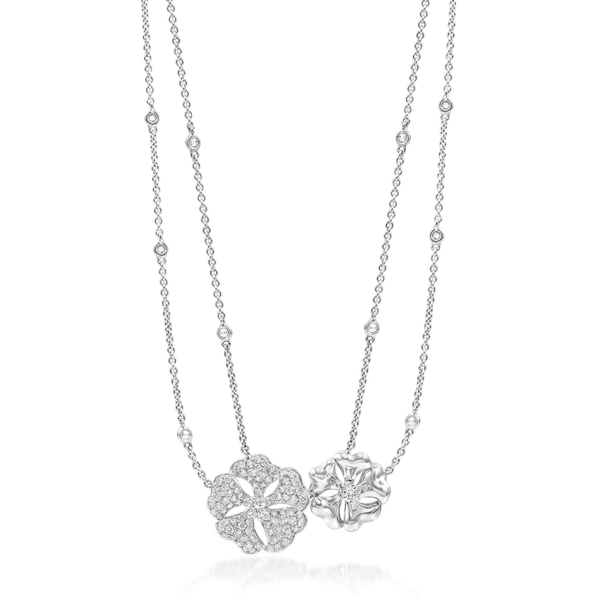 Bloom Diamond Cluster Flower Necklace In 18K White Gold