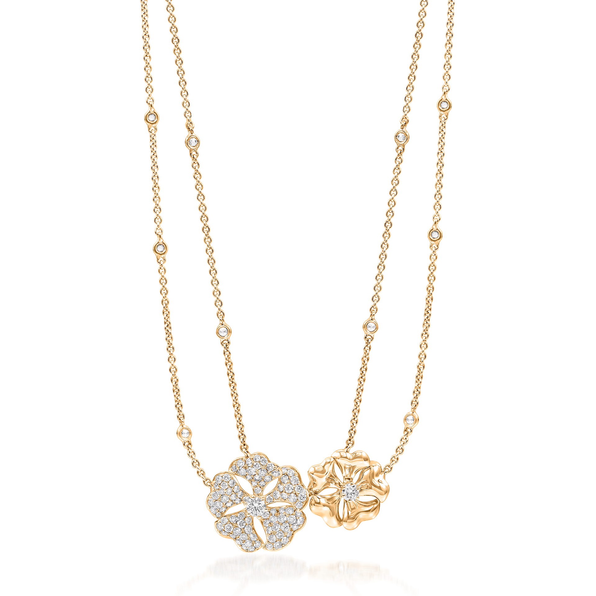 Bloom Diamond Cluster Flower Necklace In 18K Yellow Gold