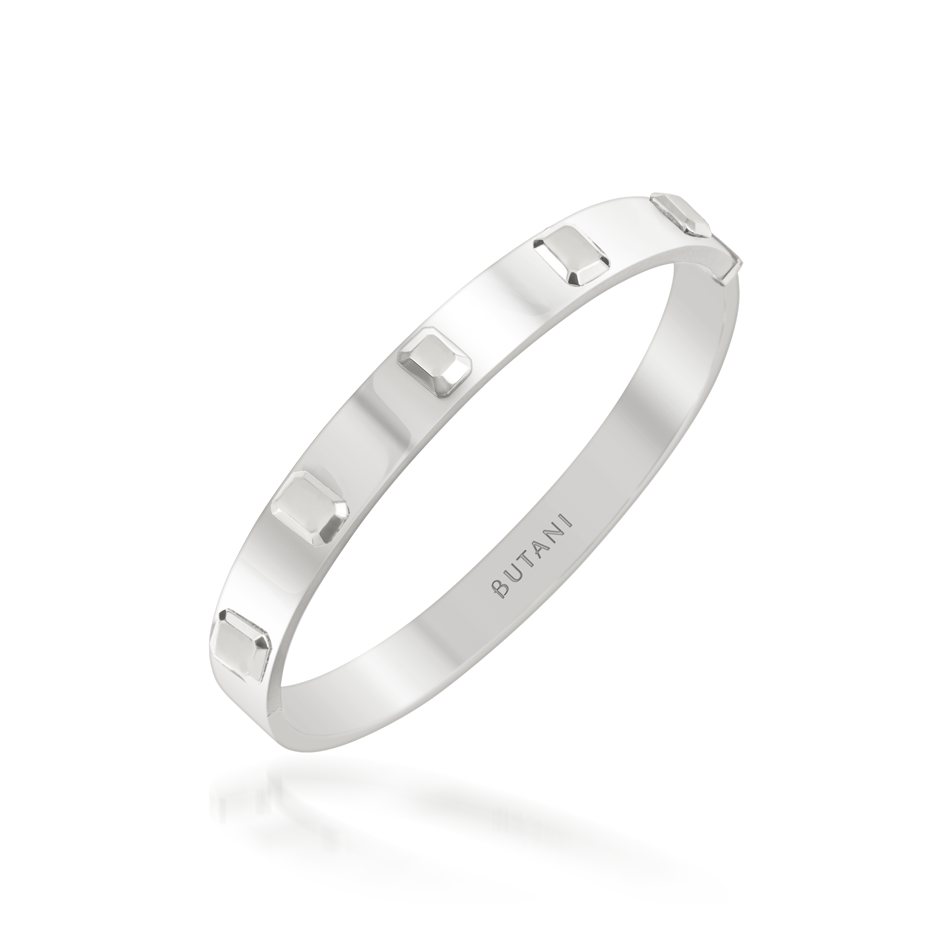 Metropolitan Wide gold Bangle In 18K White Gold