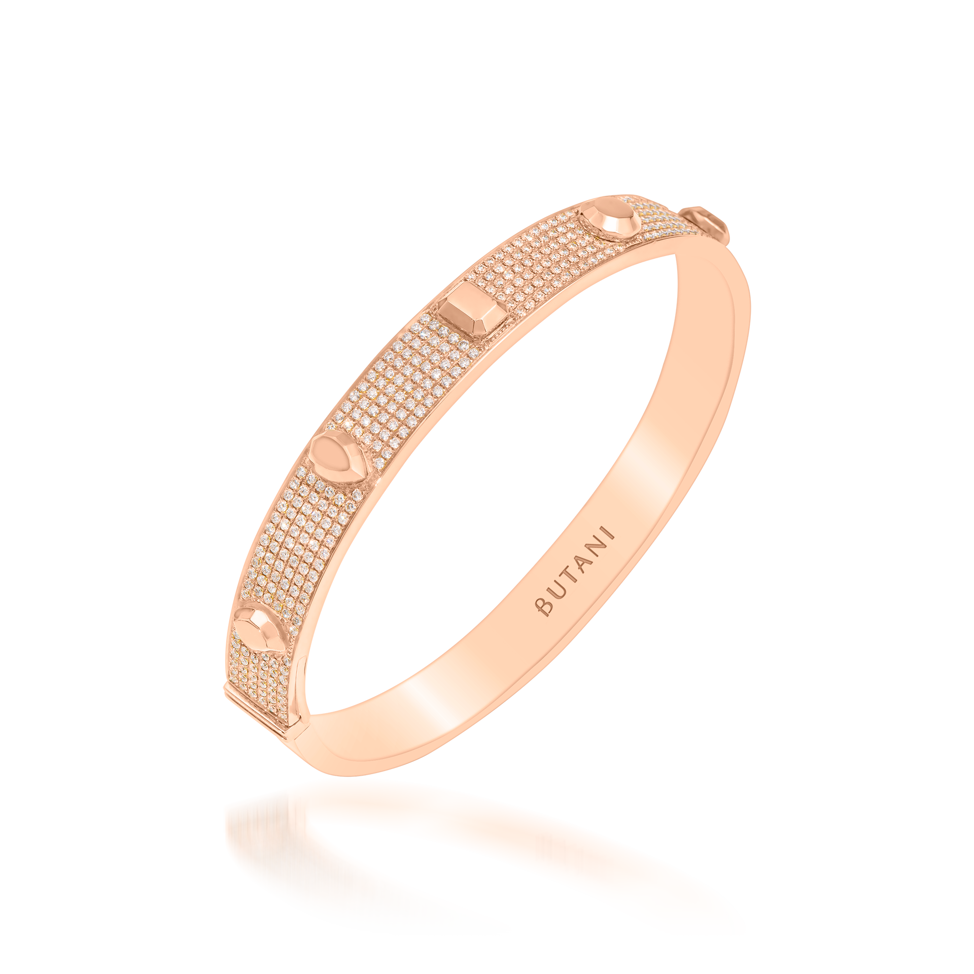 Metropolitan Gold and Pavé-set Diamonds Hinged Bangle In 18K Rose Gold