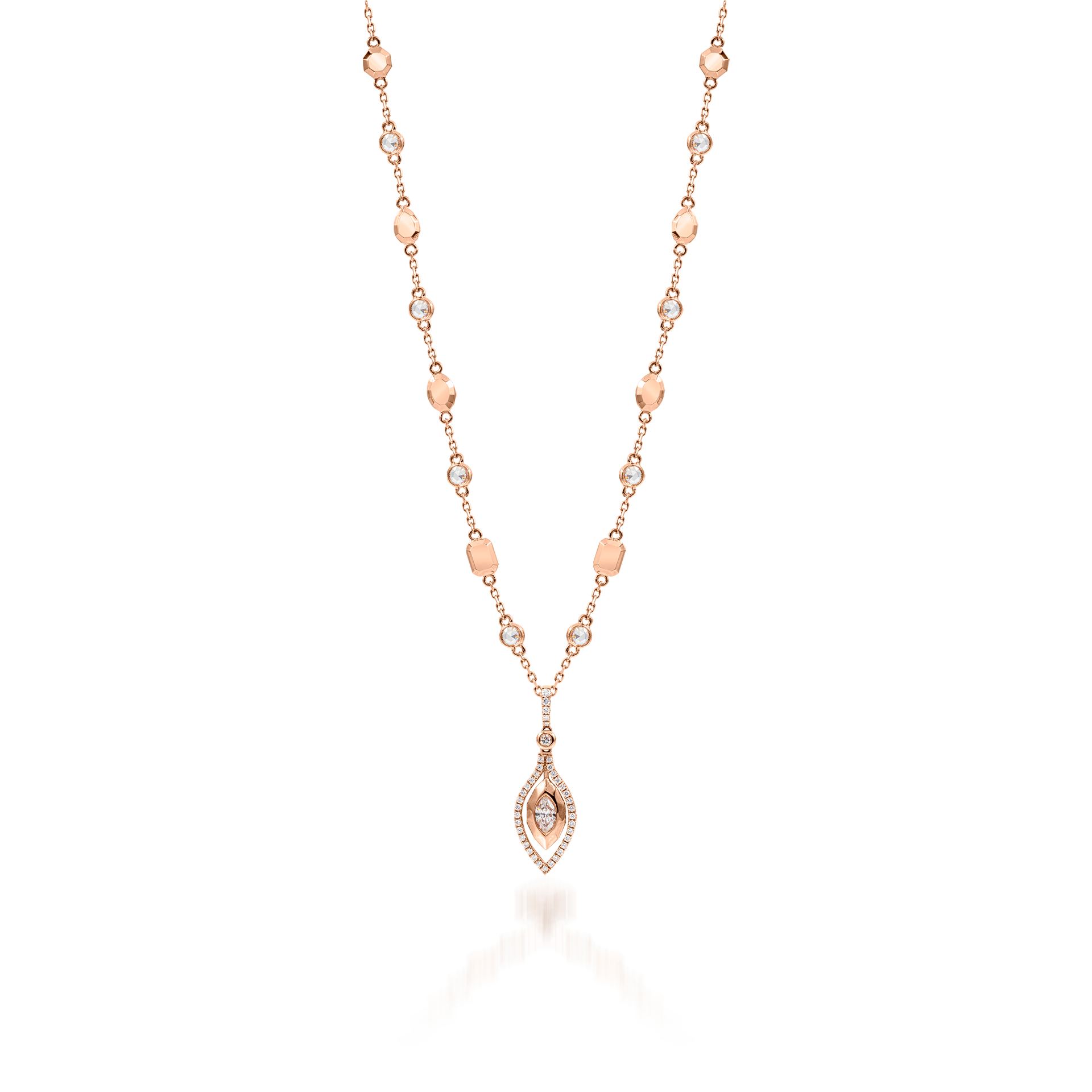 Metropolitan Marquise-cut Diamond Floating Pendant In 18K Rose Gold