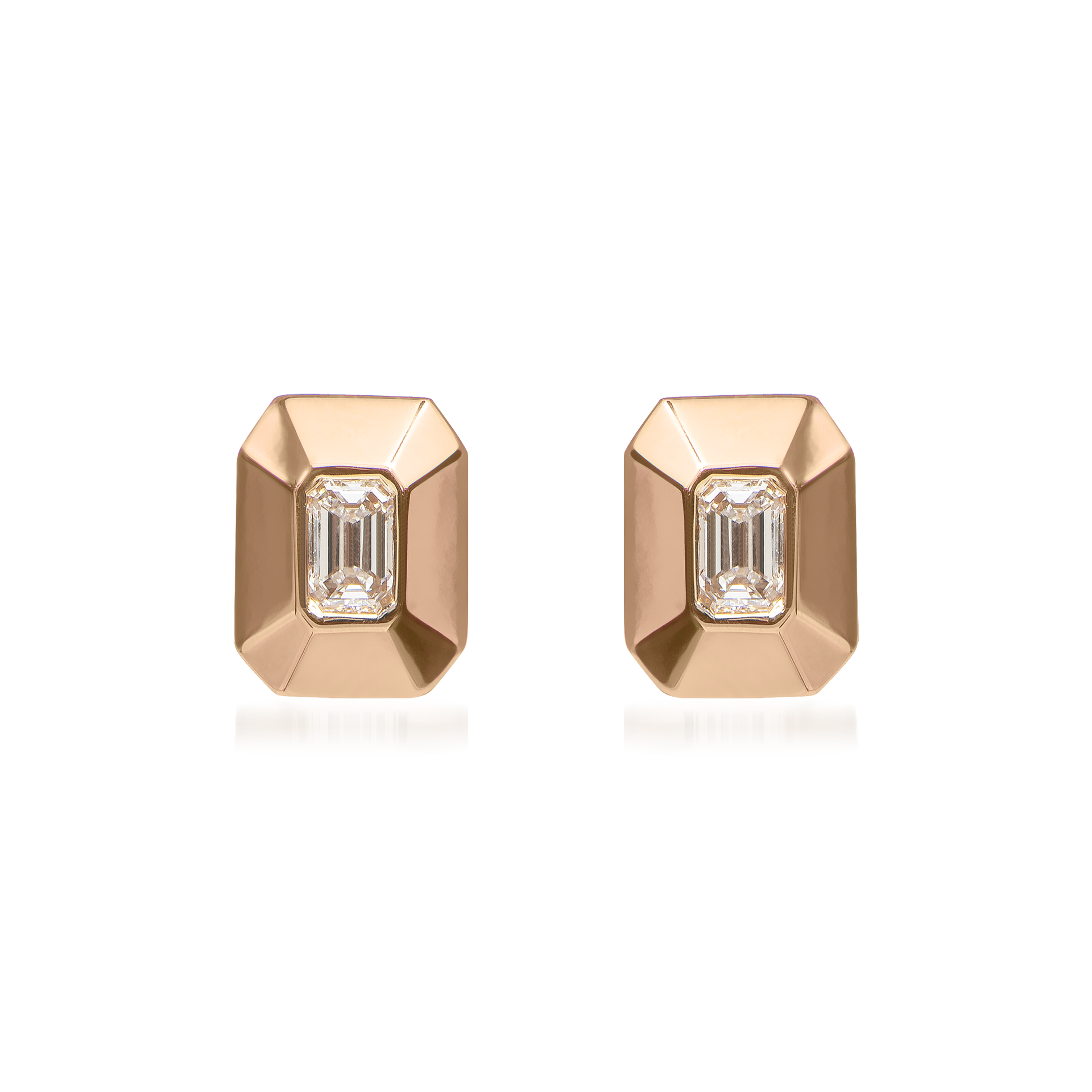 Metropolitan Emerald-Cut Diamond Earrings In 18K Rose Gold