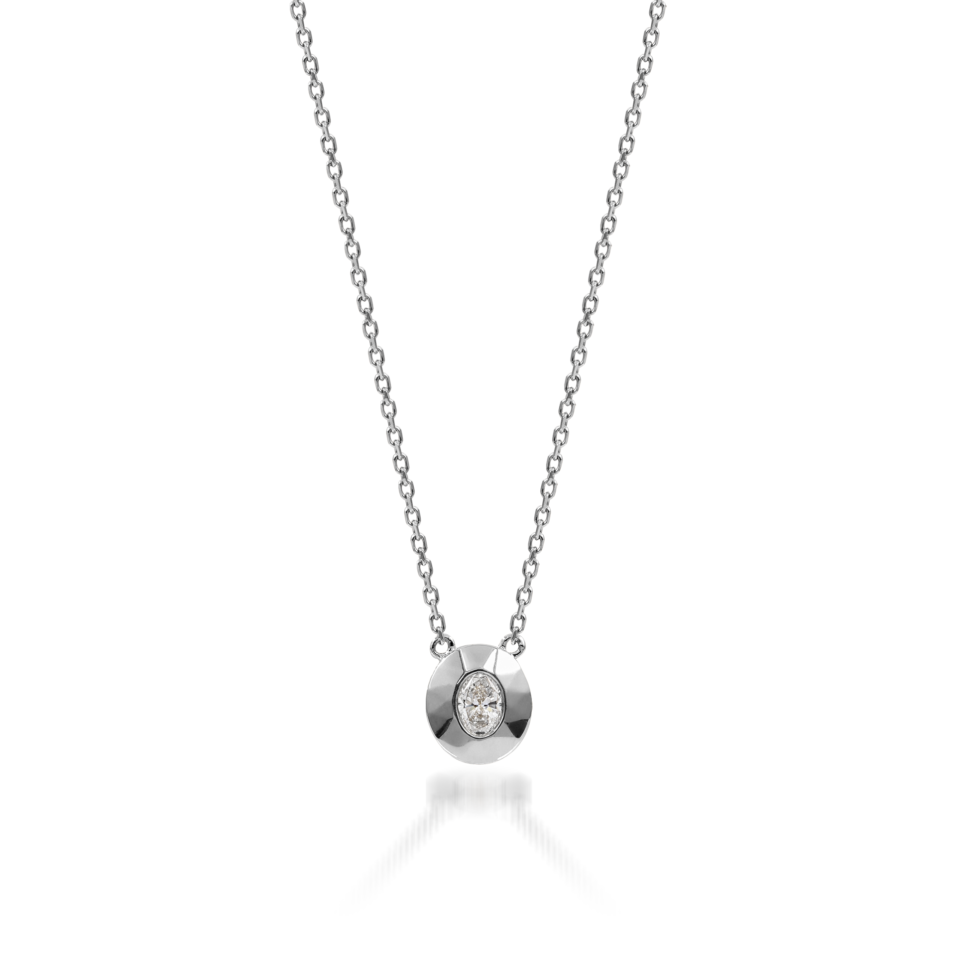 Metropolitan Oval-cut Diamond Necklace In 18K White Gold
