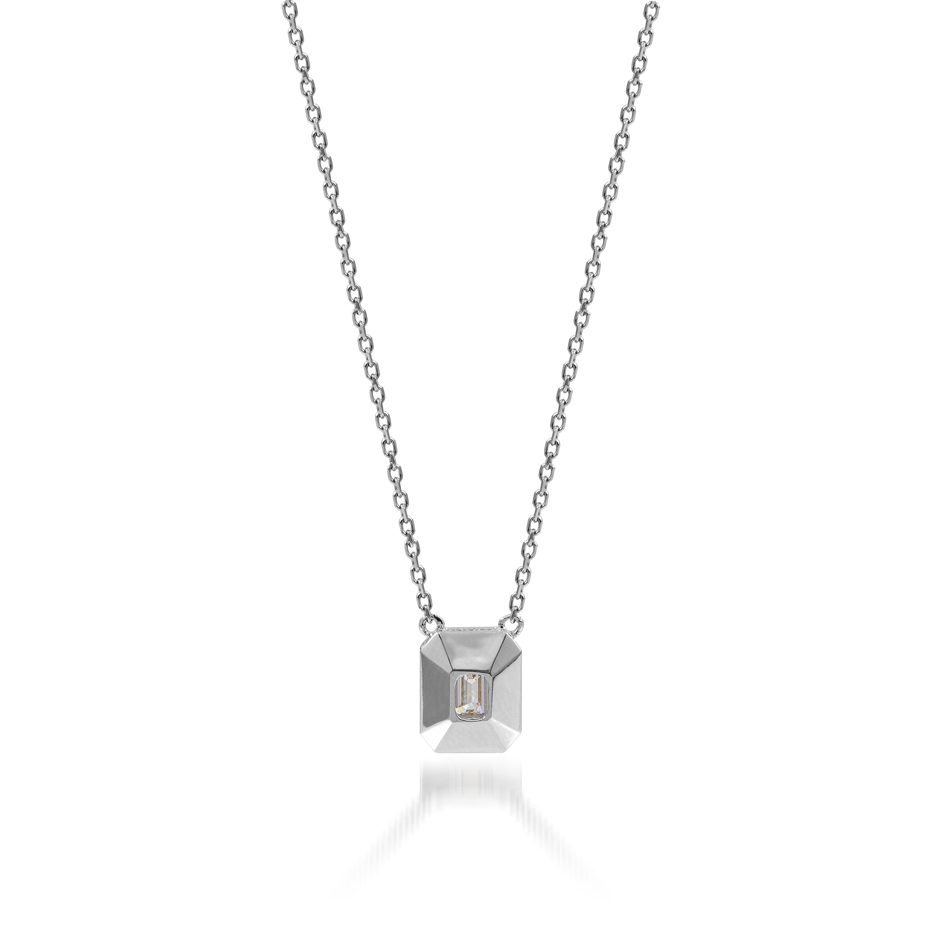 Metropolitan Emerald-cut Diamond Necklace In 18K White Gold