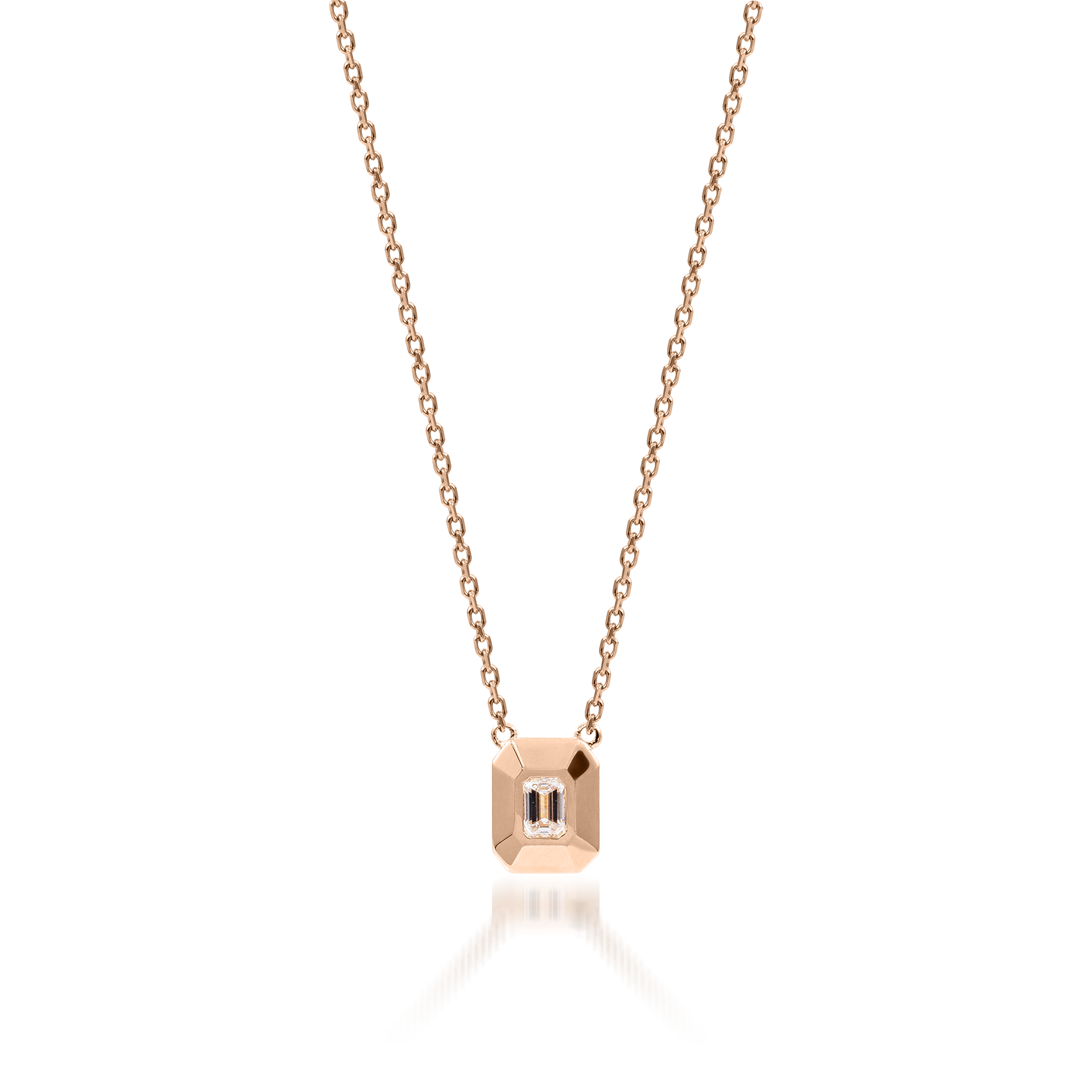 Metropolitan Emerald-cut Diamond Necklace In 18K Rose Gold