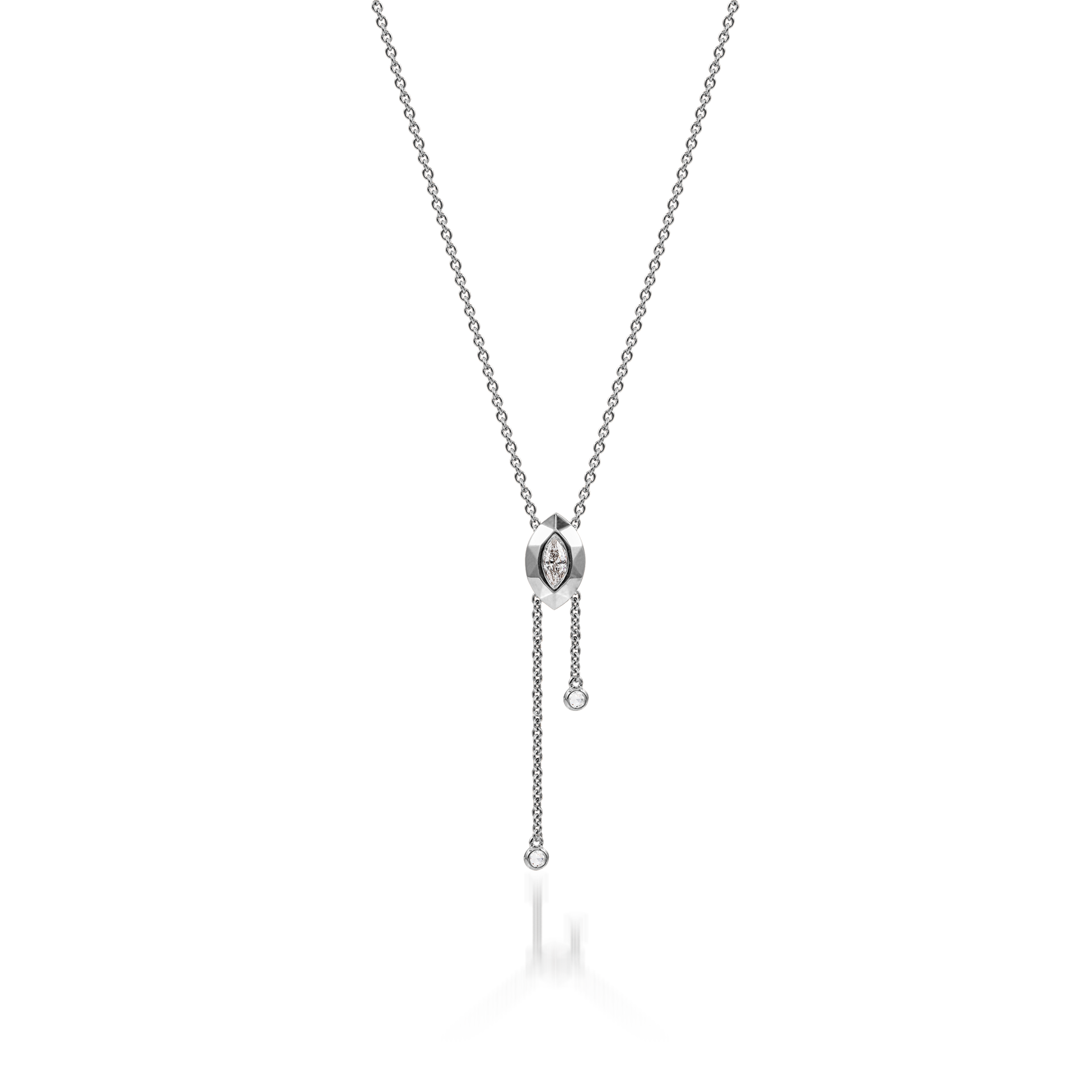 Metropolitan Marquise-cut Diamond Tassel Necklace In 18K White Gold