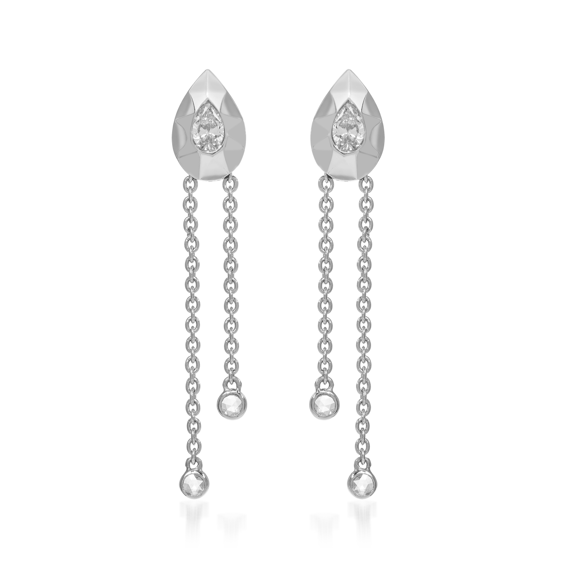 Metropolitan Pear-Cut Diamond Tassel Earrings In 18K White Gold