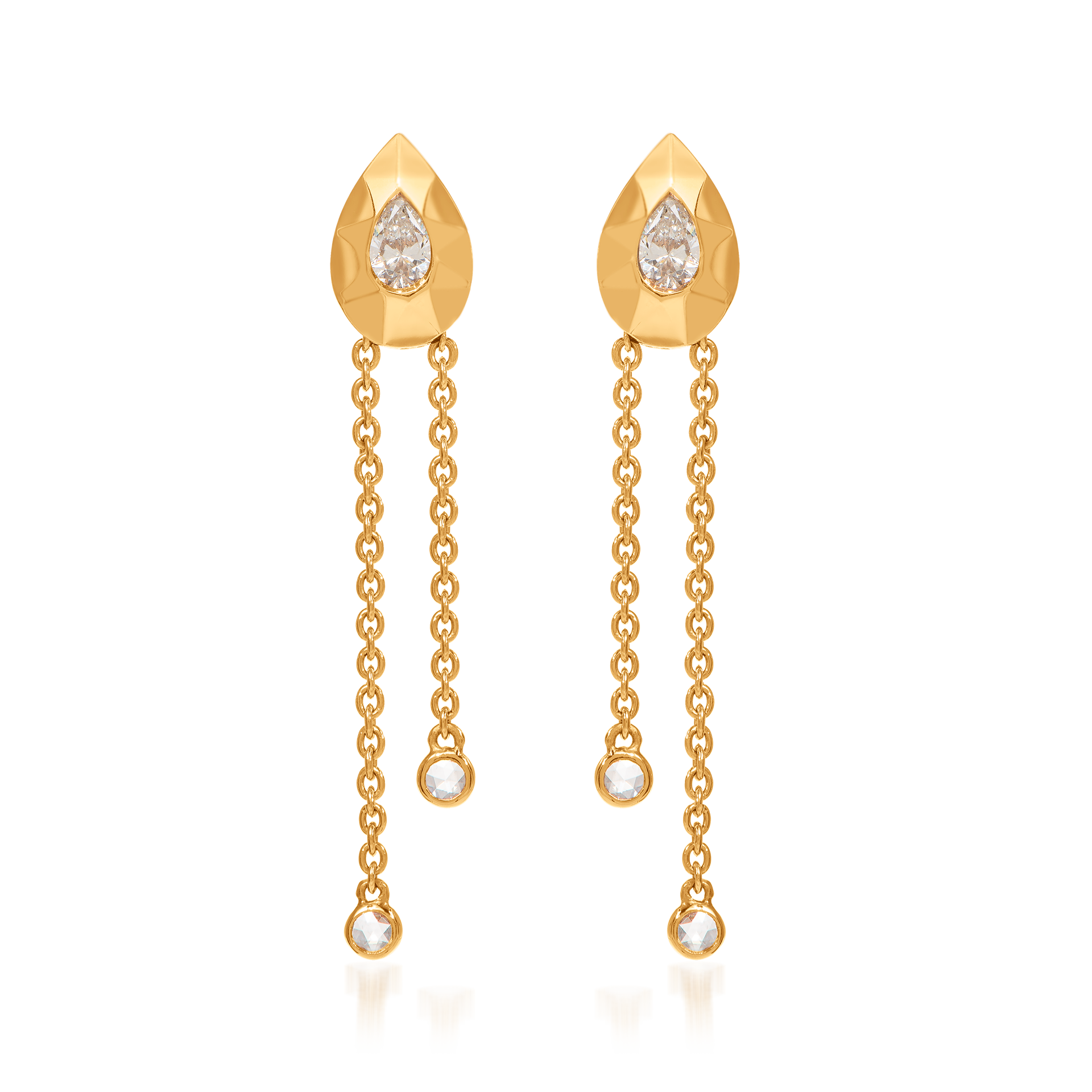 Metropolitan Pear-Cut Diamond Tassel Earrings In 18K Yellow Gold