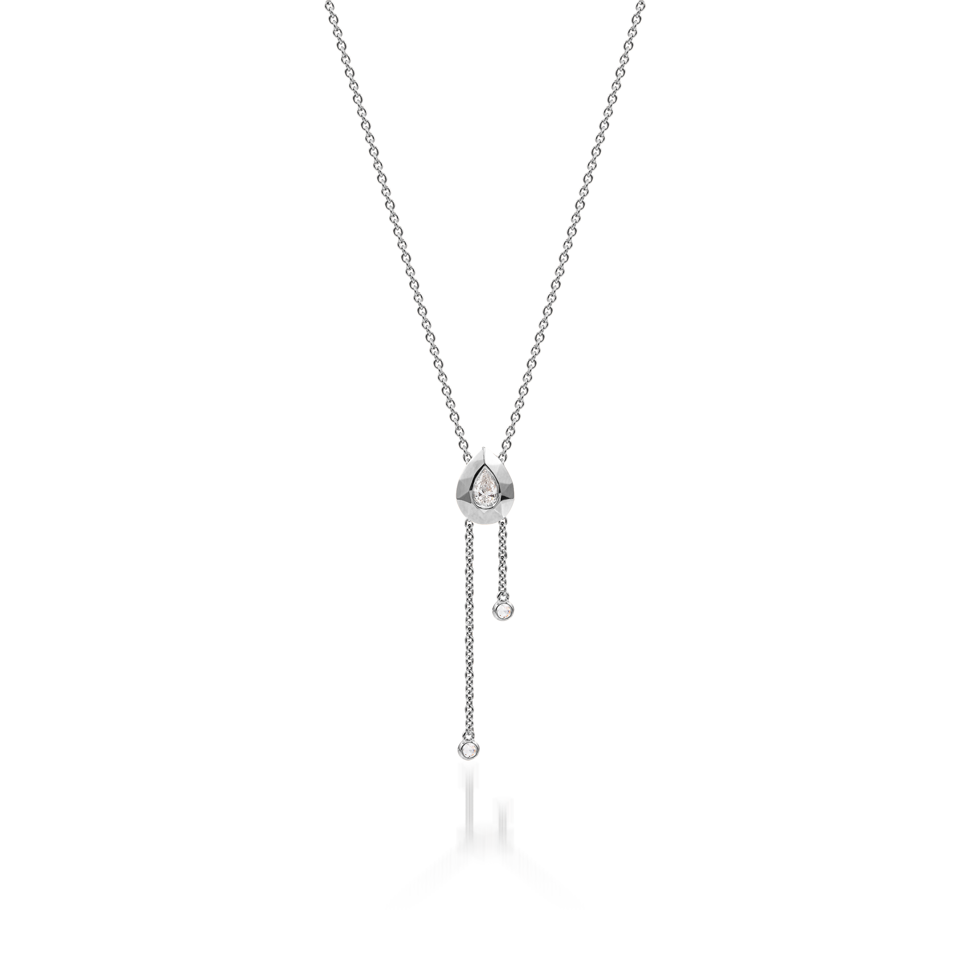 Metropolitan Pear-cut Diamond Tassel Necklace In 18K White Gold