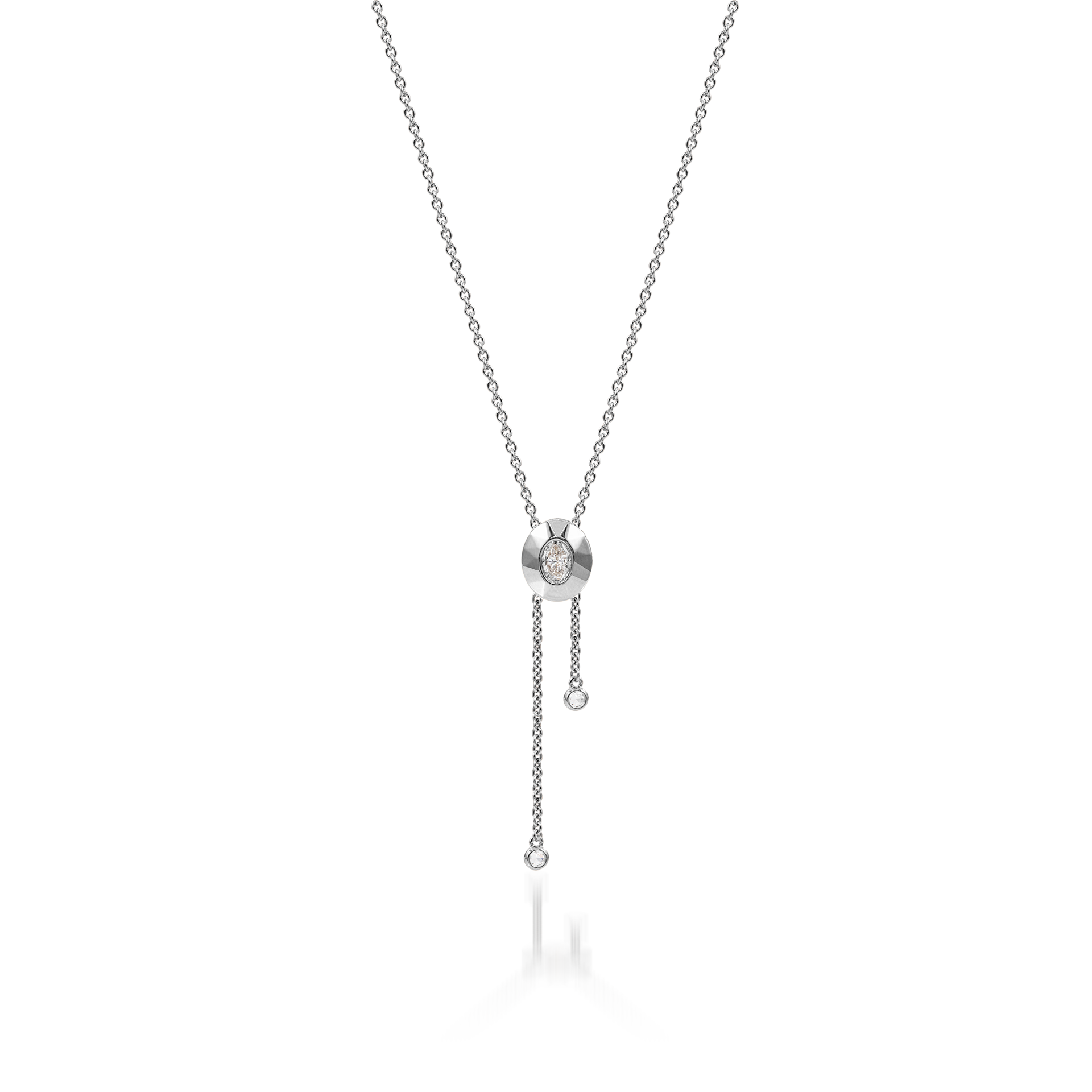 Metropolitan Oval-cut Diamond Tassel Necklace In 18K White Gold