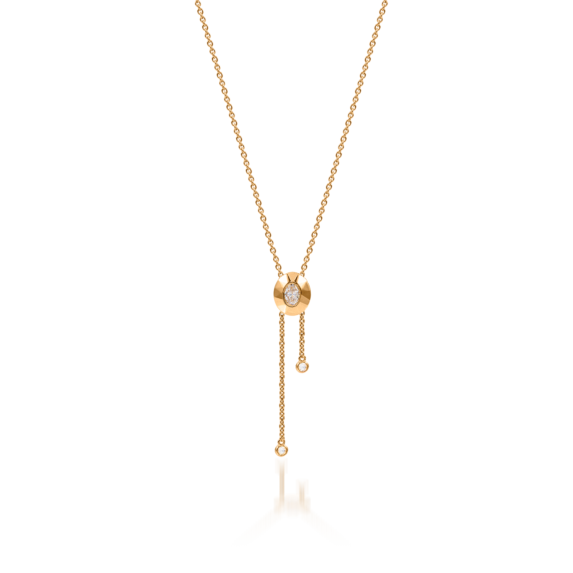 Metropolitan Oval-cut Diamond Tassel Necklace In 18K Yellow Gold