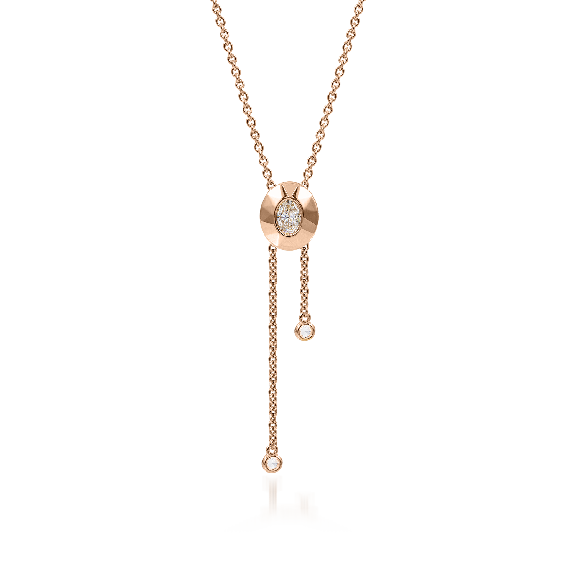Metropolitan Oval-cut Diamond Tassel Necklace In 18K Rose Gold