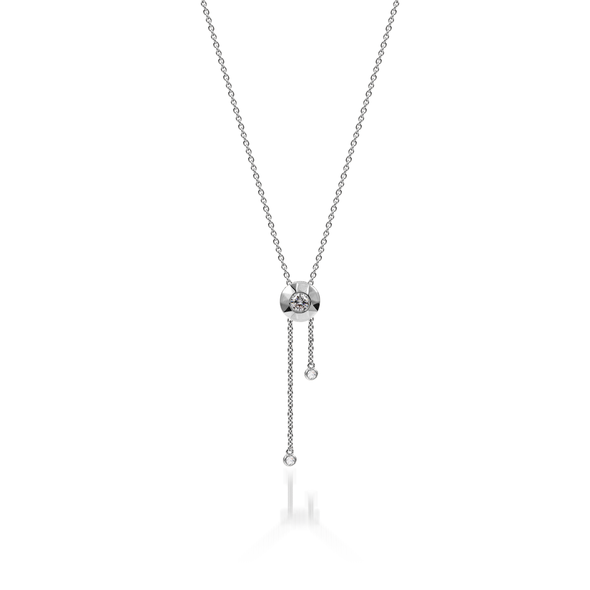 Metropolitan Round-cut Diamond Tassel Necklace In 18K White Gold