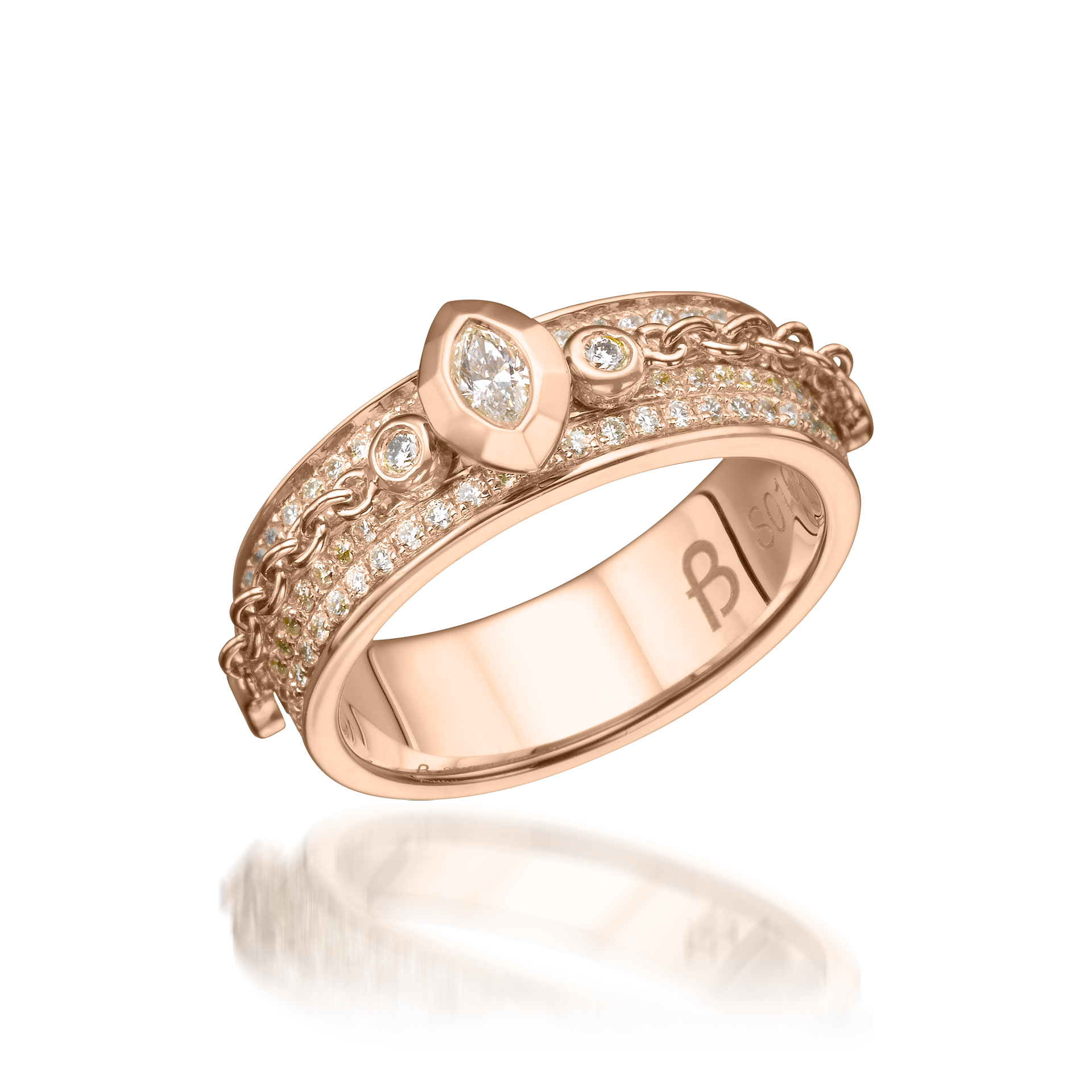 Metropolitan Marquise-cut Diamond Chain Ring In 18K Rose Gold